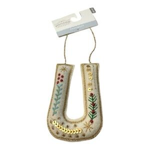 Festive Letter U Christmas Ornament